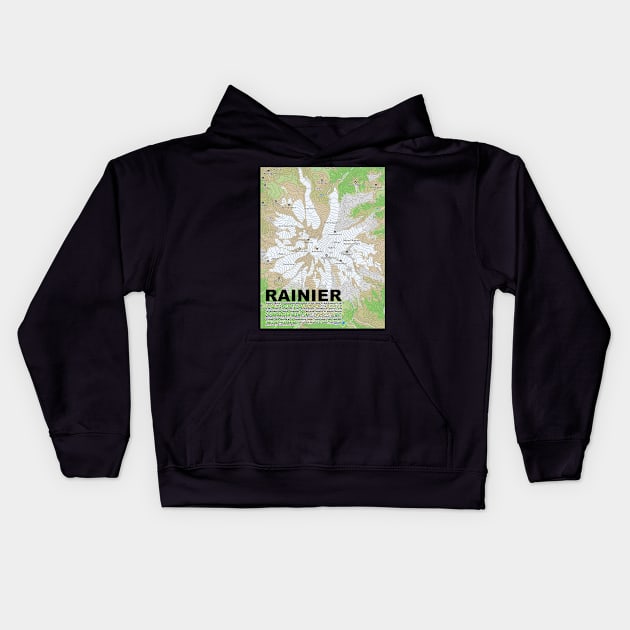 Summit Serenity: Rainier Elevation Map Kids Hoodie by senaru